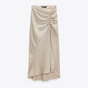 NWT Zara Champagne Silk like Skirt with slit
